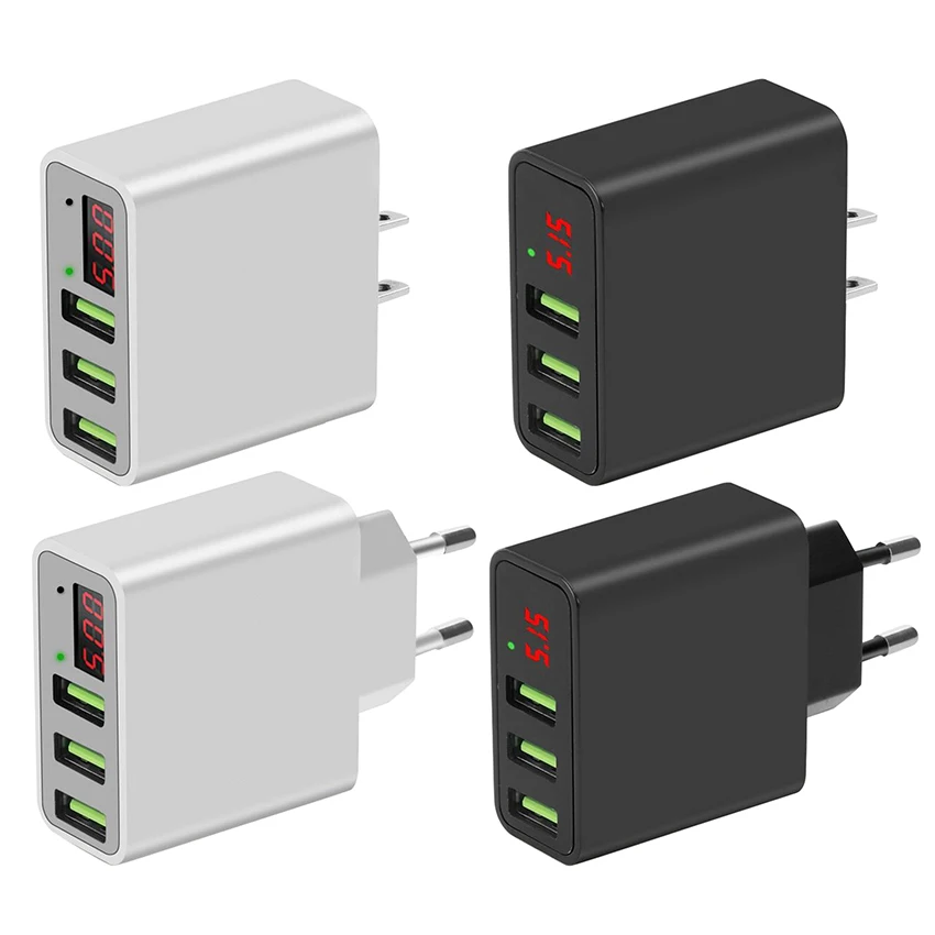 

LED Light Digital Display Mobile Phone Charger Quick Charge 3 Port USB Charger 2.4A Power Supply HUB Cable Connector USB Adapter