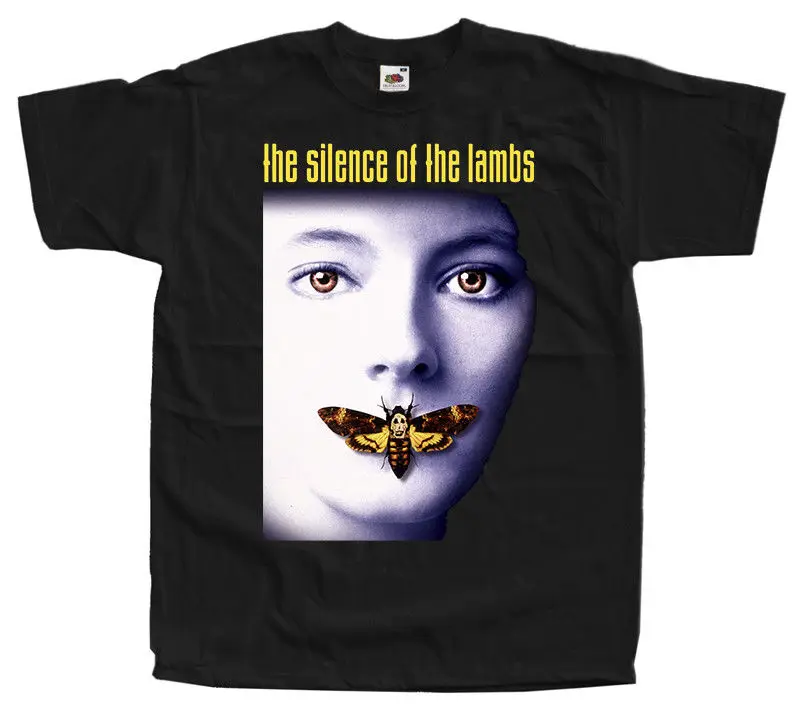 

The Silence Of The Lambs Movie Poster Men'S Tshirt Streetwear Harajuku Tshirts Sexy Girl T Shirt Black Of White