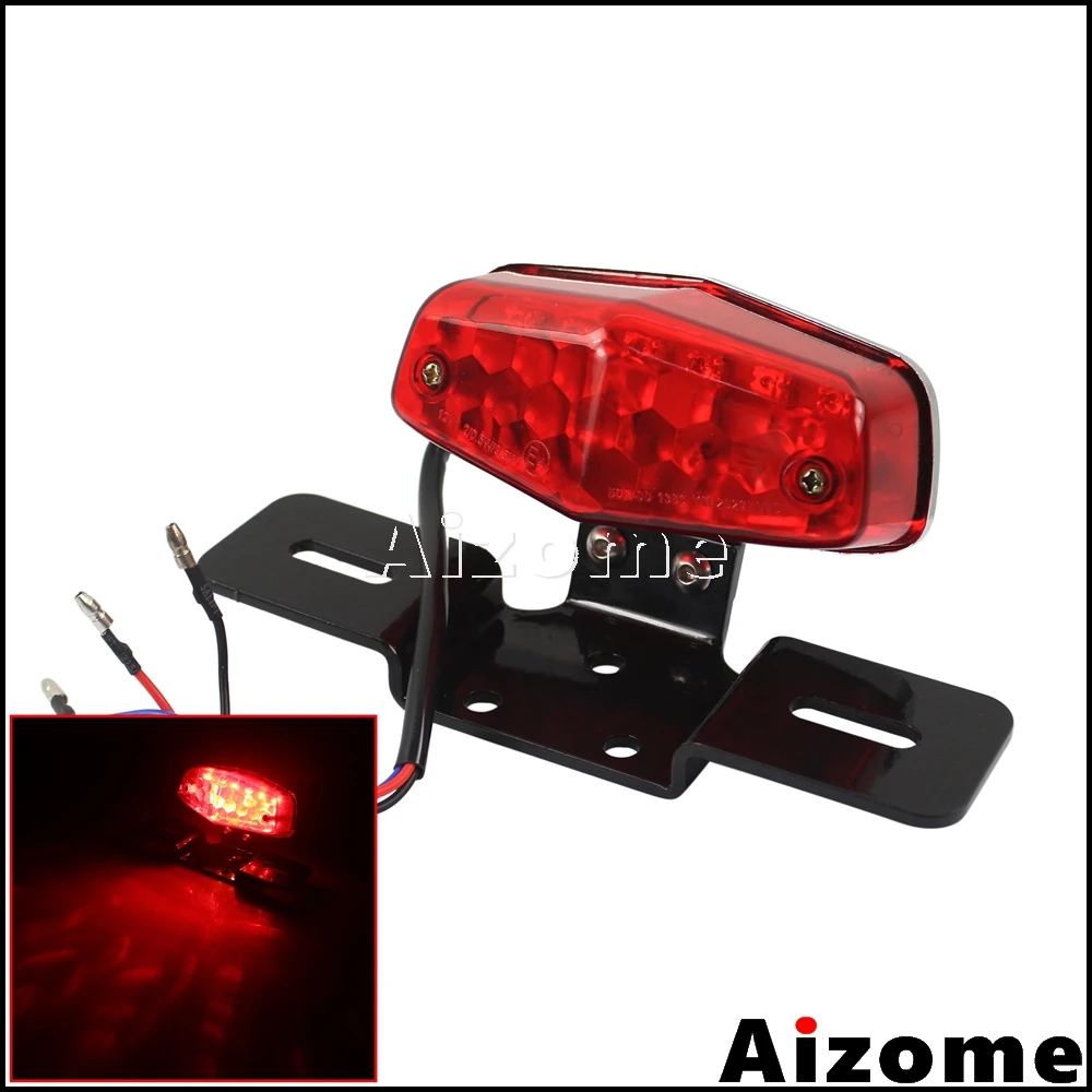 Universal Motorcycle LED Tail Light w/ Bracket Stop Rear Light For