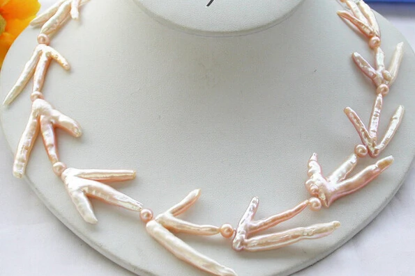 

huij 003024 NATURAL 40mm pink chicken feet freshwater pearl necklace
