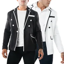 Официальный деловой мужской костюм куртка весна две пуговицы однотонный деловой Свадебный Тонкий костюм Блейзер