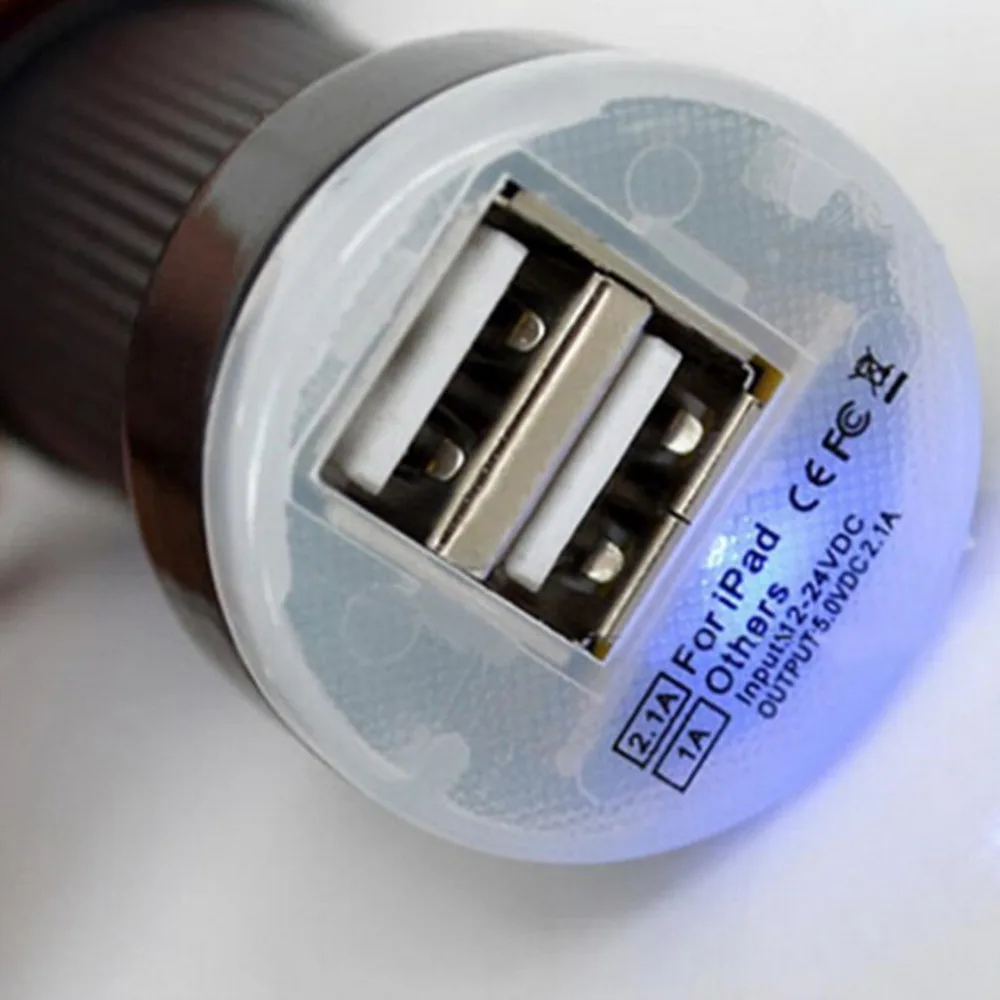 Автомобильный мини адаптер с двумя портами USB 12 В 24 для iPad2 3 iPhone 4 iPod MP3 планшетов