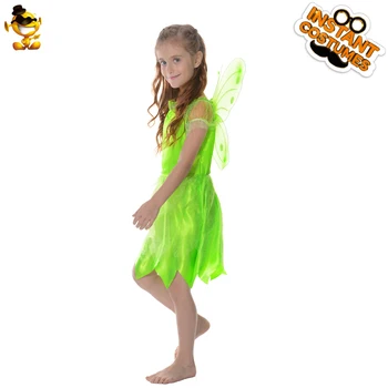 

DSPLAY New Arrival Kids Green Fairy Costume Kids Bright Color Cute Green Fancy Dress Costumes For Halloween Carnival Party