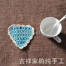 12x12 см хлопка крючком кружева салфетки для свадебного декора сердце дизайн coaster с красочный коврик чашки Holde