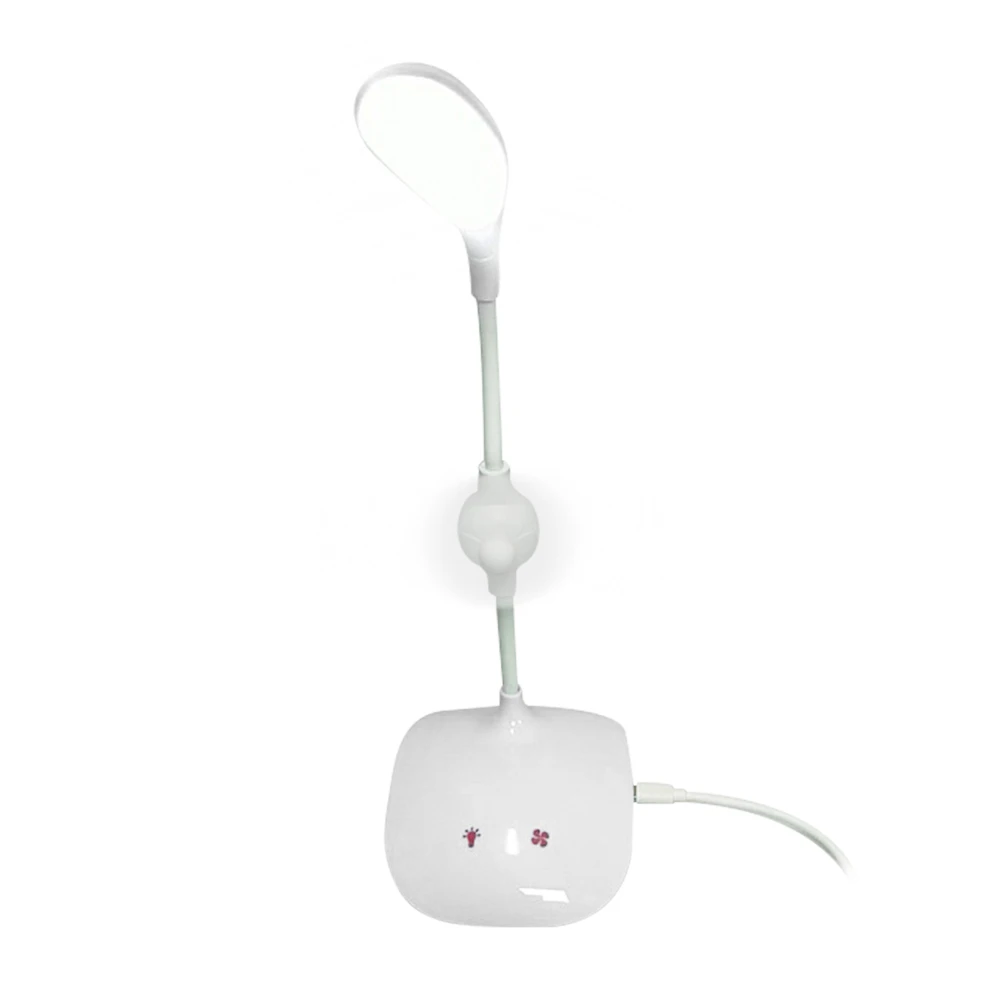 Светодиодный светильник для студентов, настольная лампа USB, лампа для чтения, многофункциональный светильник для защиты глаз с мини-вентилятором lampara de mesa для детей - Цвет корпуса: Белый