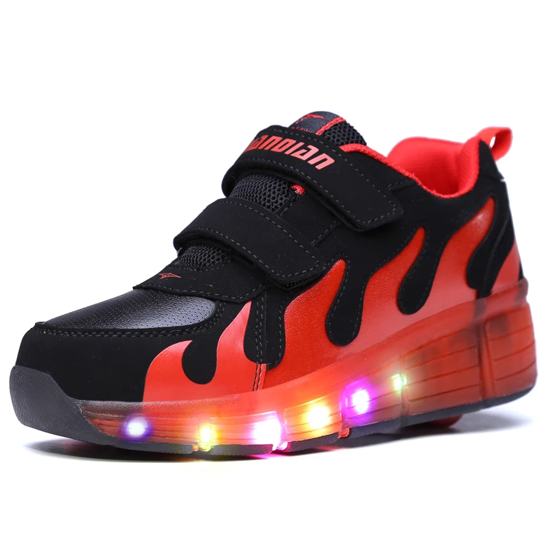 أطفال أحذية مع LED الأطفال الأسطوانة تزلج رياضة Heelys عجلات مصباح LED متوهج تضيء للأولاد الفتيات Zapatillas يخدع رويدس