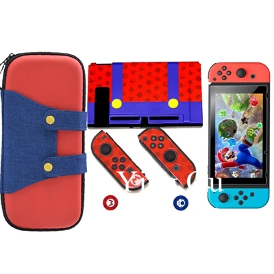 Storage Bag for Nintend Switch Console Tempered Glass Screen Protector for Nintendoswitch Joystick Grip Caps for Nitendo Joy-Con - Цвет: D