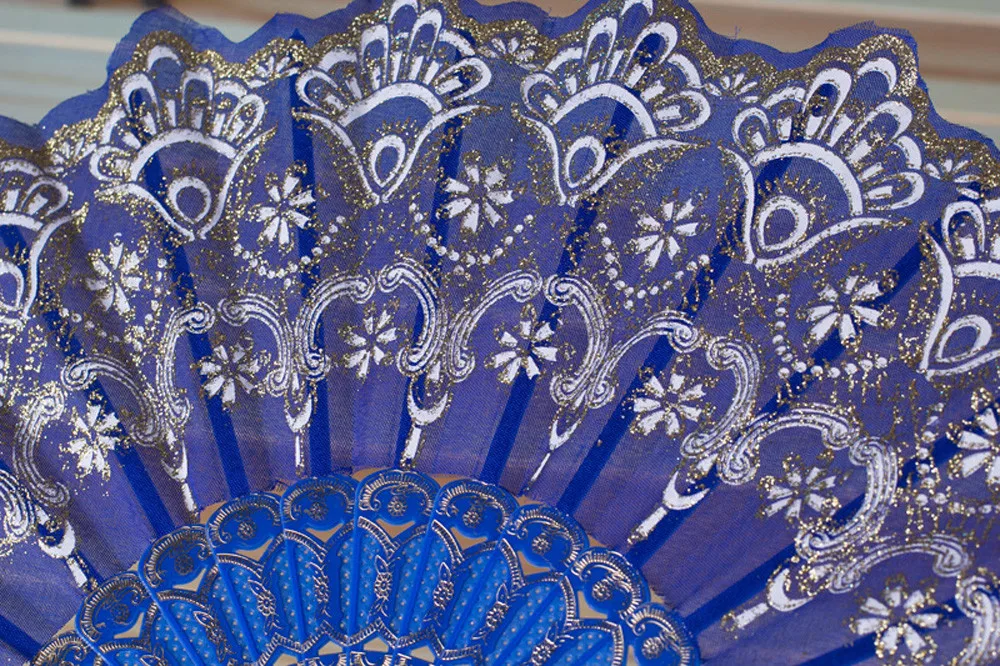 

Decorative Fans fabric Chinese/Spanish Style Dance Wedding Party Lace Silk Folding Hand Held Flower Fan Drop shipping July23