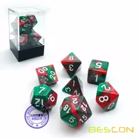 Bescon Christmas Gemini Polyhedral Dice Set, Two-tone RPG Dice Set of 7 d4 d6 d8 d10 d12 d20 d% Brick Box Pack 1