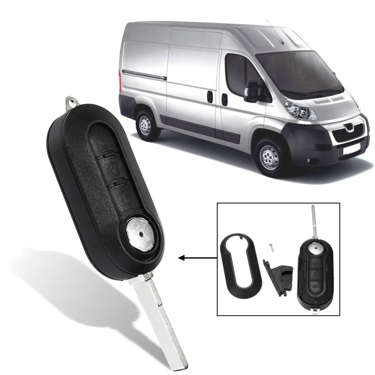 

3 Buttons Lock Open Trunk Car Remote Filp Fob Key Replacment Case Shell For Peugeot Boxer Expert Van