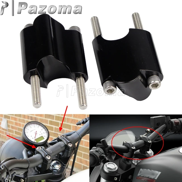 Black Motorcycle 2" Rise Handlebar Riser 1" Handle Bar Riser Extension