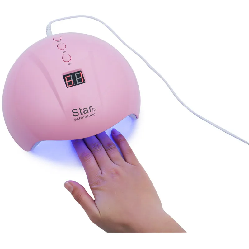 Star7 розовая светодиодная УФ-лампа для ногтей Гель-лак отверждаемая лампа с дном 30 s/60 s/90 s таймер лампа для ЖК-дисплея для сушки ногтей