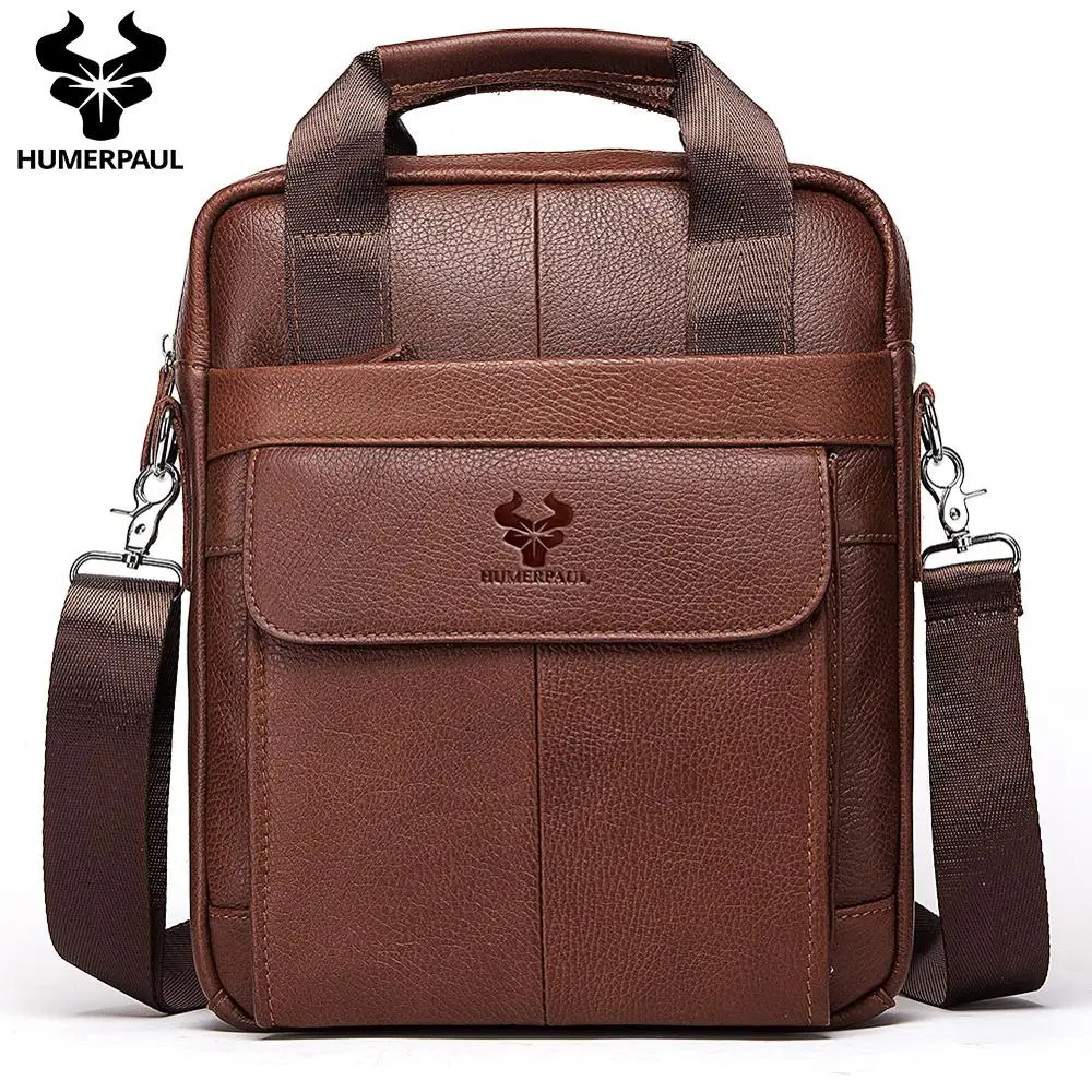 

Head Layer Cowhide Men's Shoulder Bag Business Crossbody Bag Male Messenger iPad Bag Classic Design Handbag Travel Bag for Men