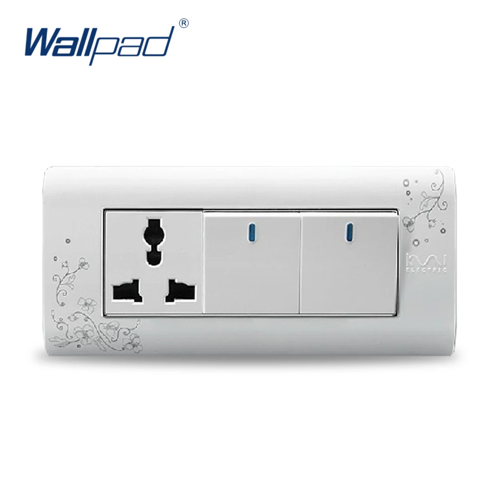 

2019 Hot Sale 2 Gang 3 Pin Socket Wallpad Luxury Wall Switch Panel Plug Socket 154*72mm 10A 110~250V
