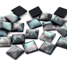 Новая мода 40 шт 12 мм черный цвет квадратный стиль плоская задняя Смола Кабошоны Cameo-O7-11