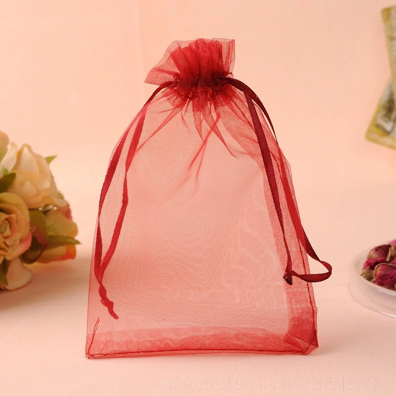 organza 100 pcs 7x9 9x12 10x15 11x16 13x18 15x20 17x23 cm jewelry bag packaging drawer bag wedding jewelry bag