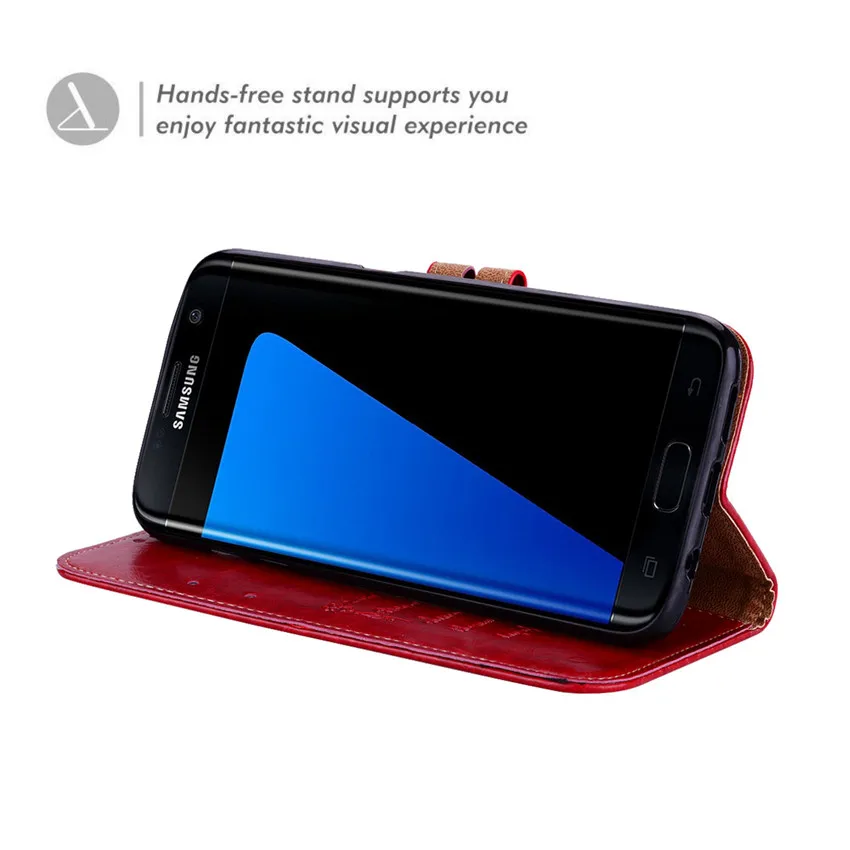 Деловой кожаный чехол бумажник с откидной крышкой для Samsung Galaxy S7 S6 Edge S8 Plus S3 S4 S5 J7 J3