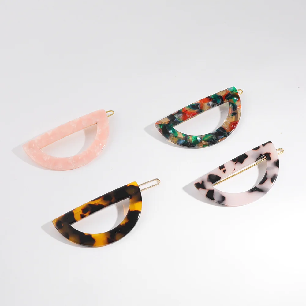 

1 Pcs Fashion Colorful Acrylic Semicircle Leopard Acetic Acid Hair Clip Women Japanese Style Geometric Accessories Jewelry