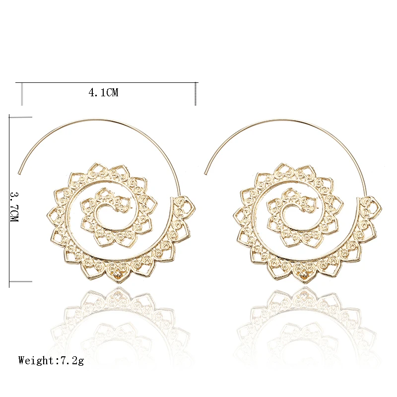 6 Дизайн Металлические большие вихревые серьги панк стиль массивные полые серьги-кольца женские золотые цветные этнические Винтажные серьги E0446