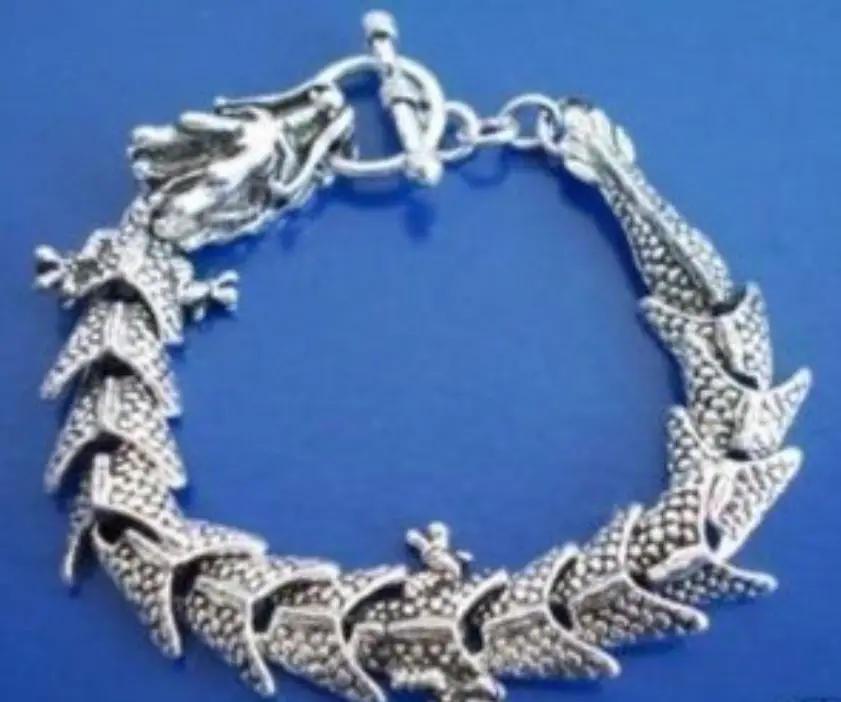 

Charm Tibet Silver Men's Dragon Chain Bracelet 7.5"AA