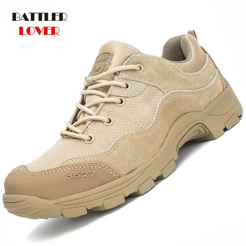 Military Tactical Boots For Men Genuine Cow Leather Outdoors Round Toe Sneakers Mens Casual Climbing Hiking Shoes Big Size 39-45