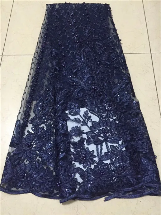 Африканский материал Бисером кружевная ткань для свадьбы, блестки белая африканская кружевная ткань высокое качество кружева фиолетовый, розовый озеро синий - Цвет: CD2105