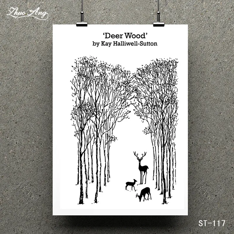

ZhuoAng Deer Wood by Kay Halliwell-Sutton Transparent and Clear Stamp DIY Scrapbooking Album Card Making DIY Decoration Making