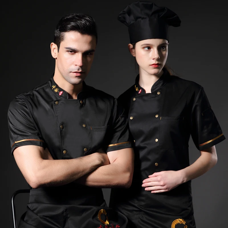 

New Unisex Bakery Chef Uniform Short Sleeved 4 colors Restaurant Cook Uniforms Work Wear Hotel Cook Clothes LCMH10