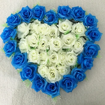 

New Arrivals 40cm*40cm Tiffany blue Lovely Heart Shape Rose Flowers for Wedding Car Wall Door Artificial Decorative Flowers