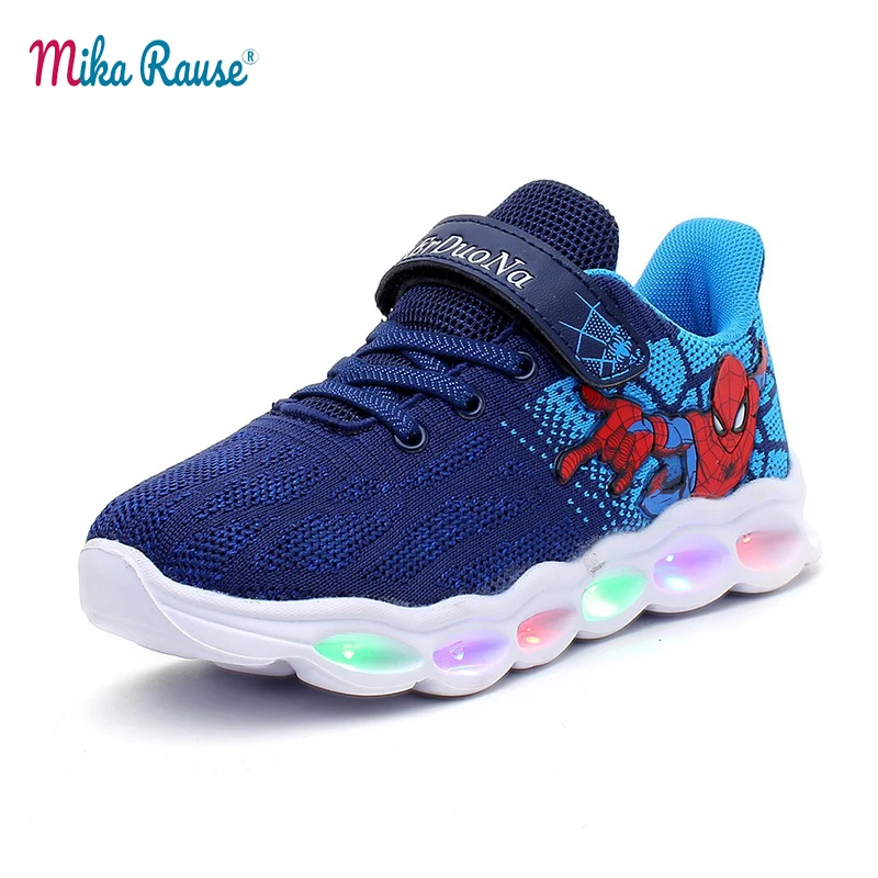 

2019 New tiktok INS spiderman kids led shoes for boys baby sneakers kids children Fashion comfort street dance shoes EUR25-33