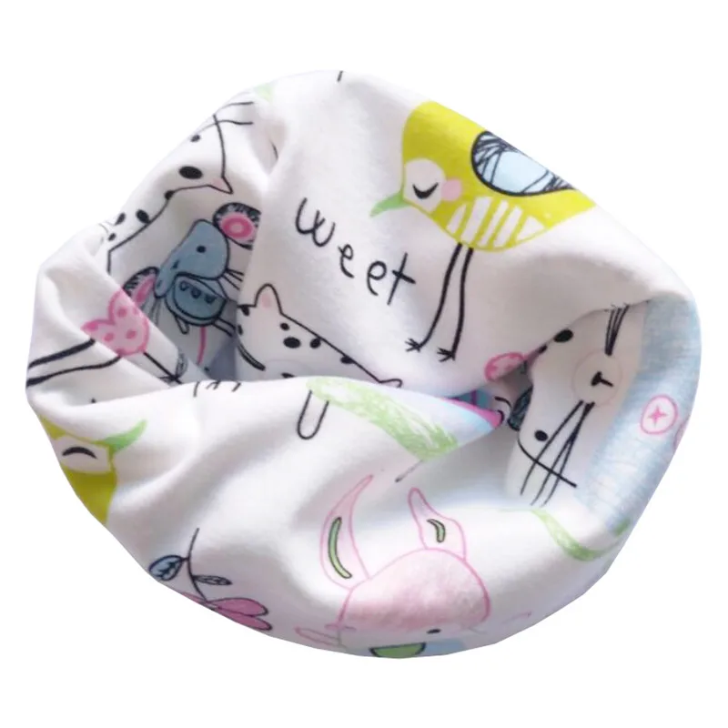 Новые осенне-зимние хлопковые детские шапочки, комплект для маленьких девочек, шарф, кольцо для мальчиков, шейный платок, детская шапочка, шапка, шарф, детская шапка Skullies - Цвет: Cat Graffiti