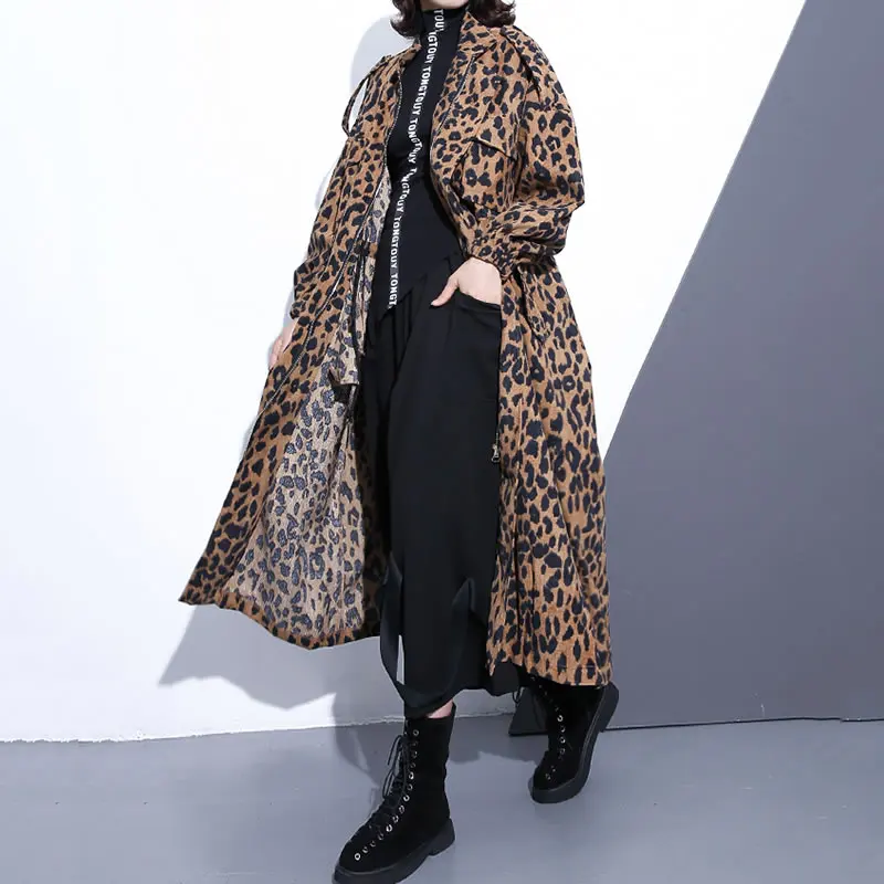 Manches Black À Femmes Femelle blue De Mode Corée Mandarin Collar Large Zll1082 Tranchée 2018 see Zll1082 Léopard Pleine Picture Poche xitao Zll1082 Taille Nouveau Automne OxwHqH