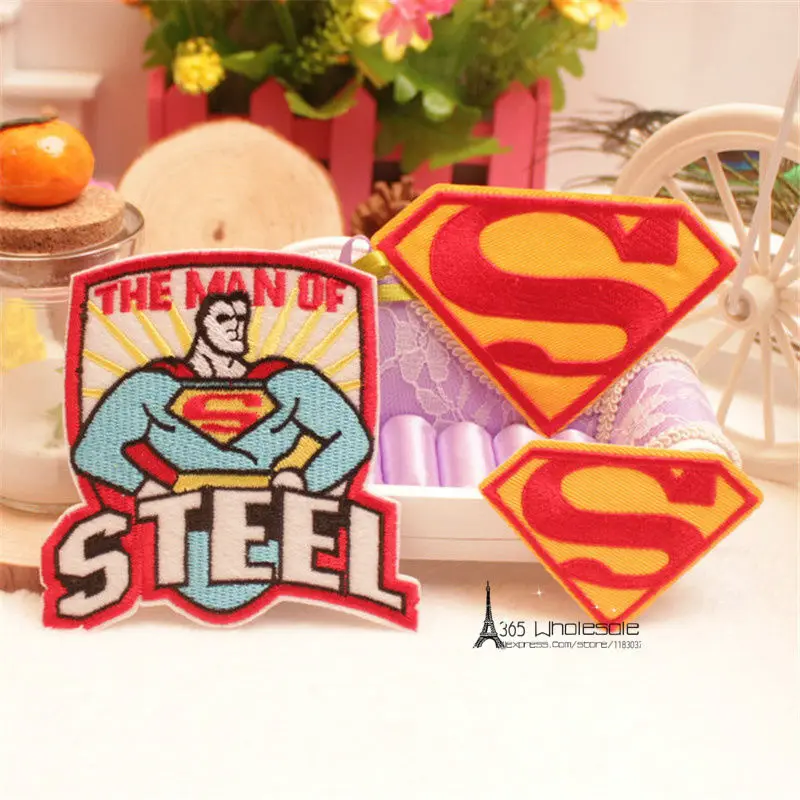 Superman Logo Iron on Cloth Patches 3pcs - Front