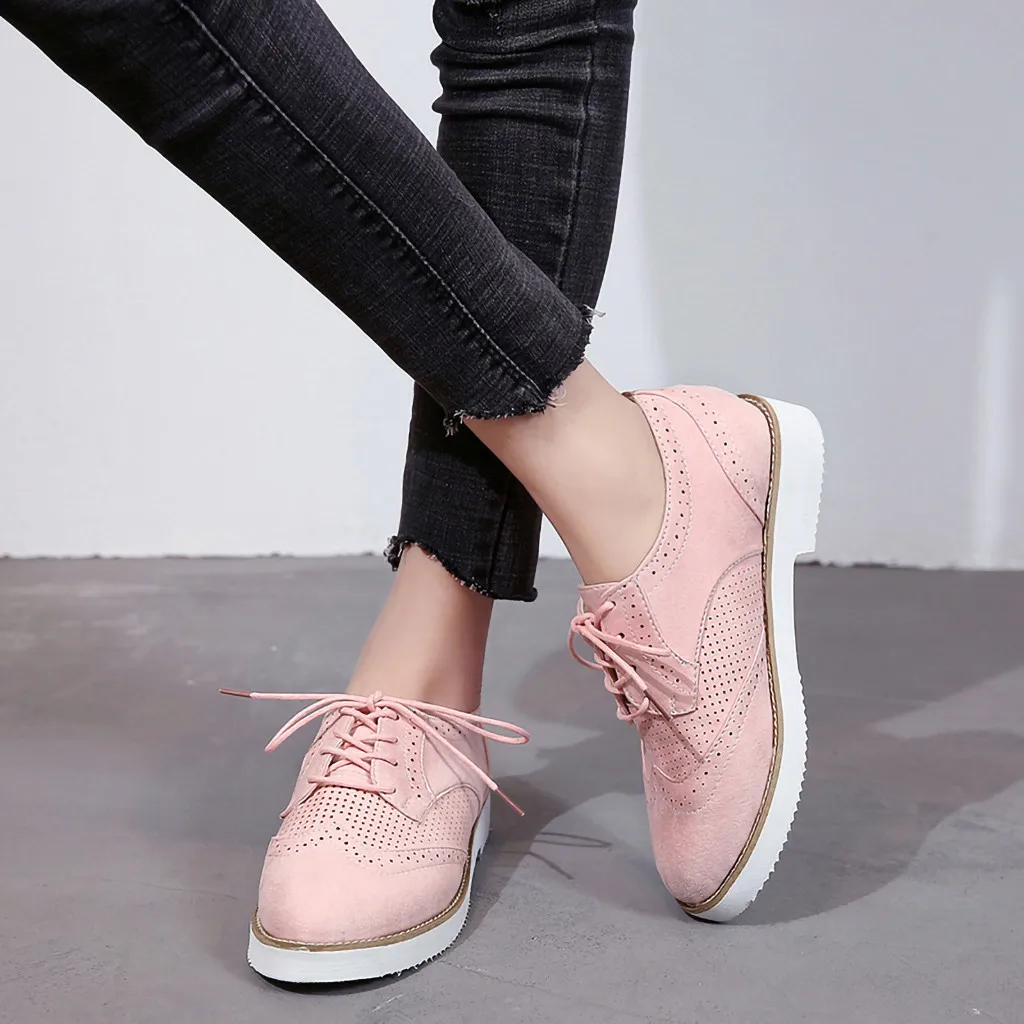 

New Women Casual Shoes Wild Round Toe Sport Shoes Solid Color Casual Shoes Breathable Comfortable Lace Up Shoes zapatos de mujer