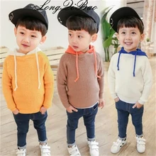 Высокое качество свитер с капюшоном для мальчиков tide Весна и осень Детская одежда модные иностранных стиль Трикотажные pu