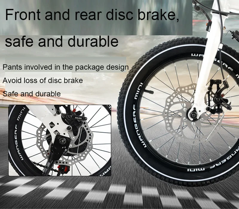 Discount Adult Folding Bike 16-Inch Speed Change Two-Disc Brake Folding Car Small Wheel Portable Student Leisure Bicycle 7