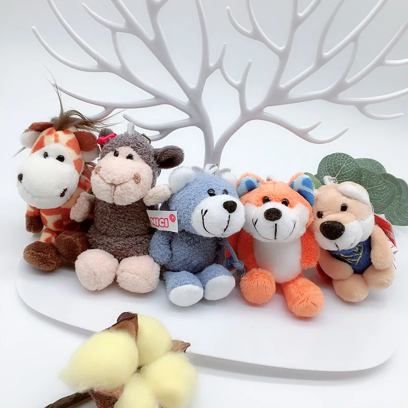 

Kawaii 10cm Germany NICI Jungle Brother Plush Keychains Stuffed Lion Rabbit Plush Animals Phone Key Chain Bag Pendant Toys Gift