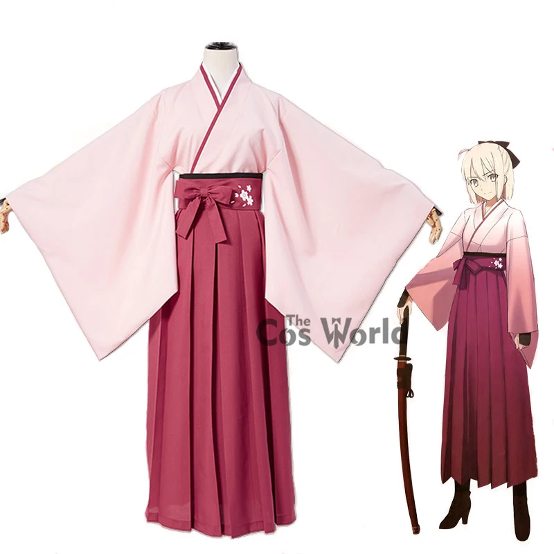 Fate Grand Order Sakura Saber Okita Souji кимоно юката платье униформа наряд косплей костюмы |
