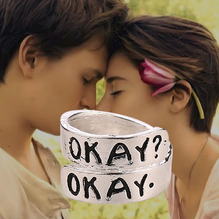 

the fault in our stars ring fashion vintage silver OKAY jewelry friendship for men women lover couple wholesale