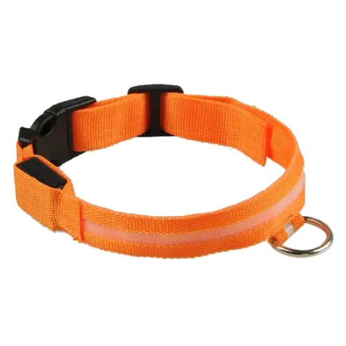 Practical Orange Dog Collar with 4 Modes Safety Flashing LED Light
