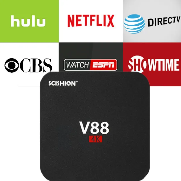 

V88 Android IPTV Box with 1 year Netflix/HULU/Directv/CBS account warranty work in Set top box Smarttv smartPhone