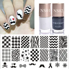 3 шт борода геометрические штамповки пластины с цвет черный белый штамповка лак для ногтей шаблон комплект череп, сердце пластины изображения