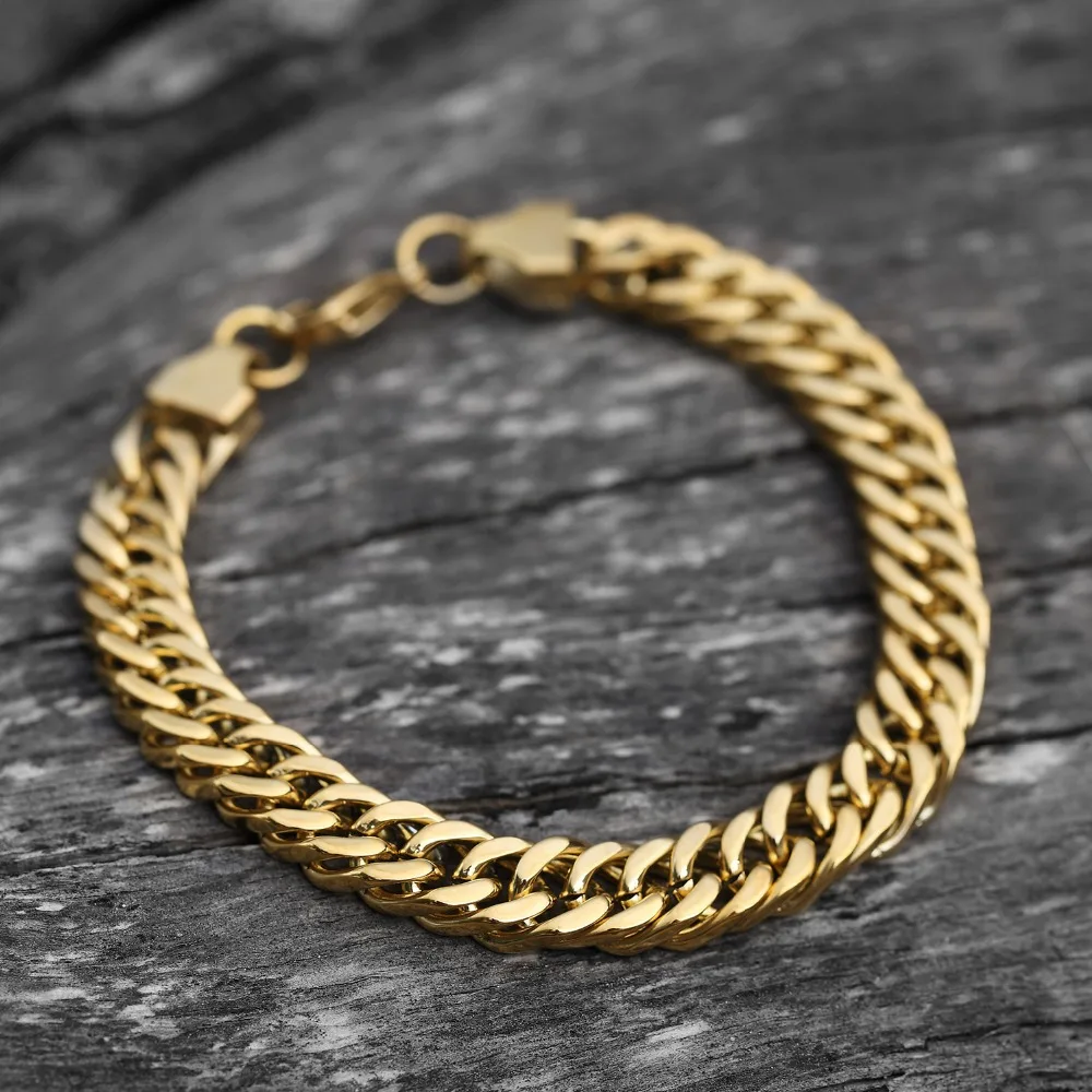 

MCSAYS Hip Hop Jewelry Stainless Steel Fitness Strong Man Cuban Chain Bracelet Unisex Fashion Accessories 3XH