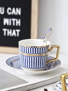 

OUSSIRRO Bone china Coffee Mug Fashion Ceramic Milk Mug with Plate Couple's Morning Tea Cup Office Water Cup Gift for Girls