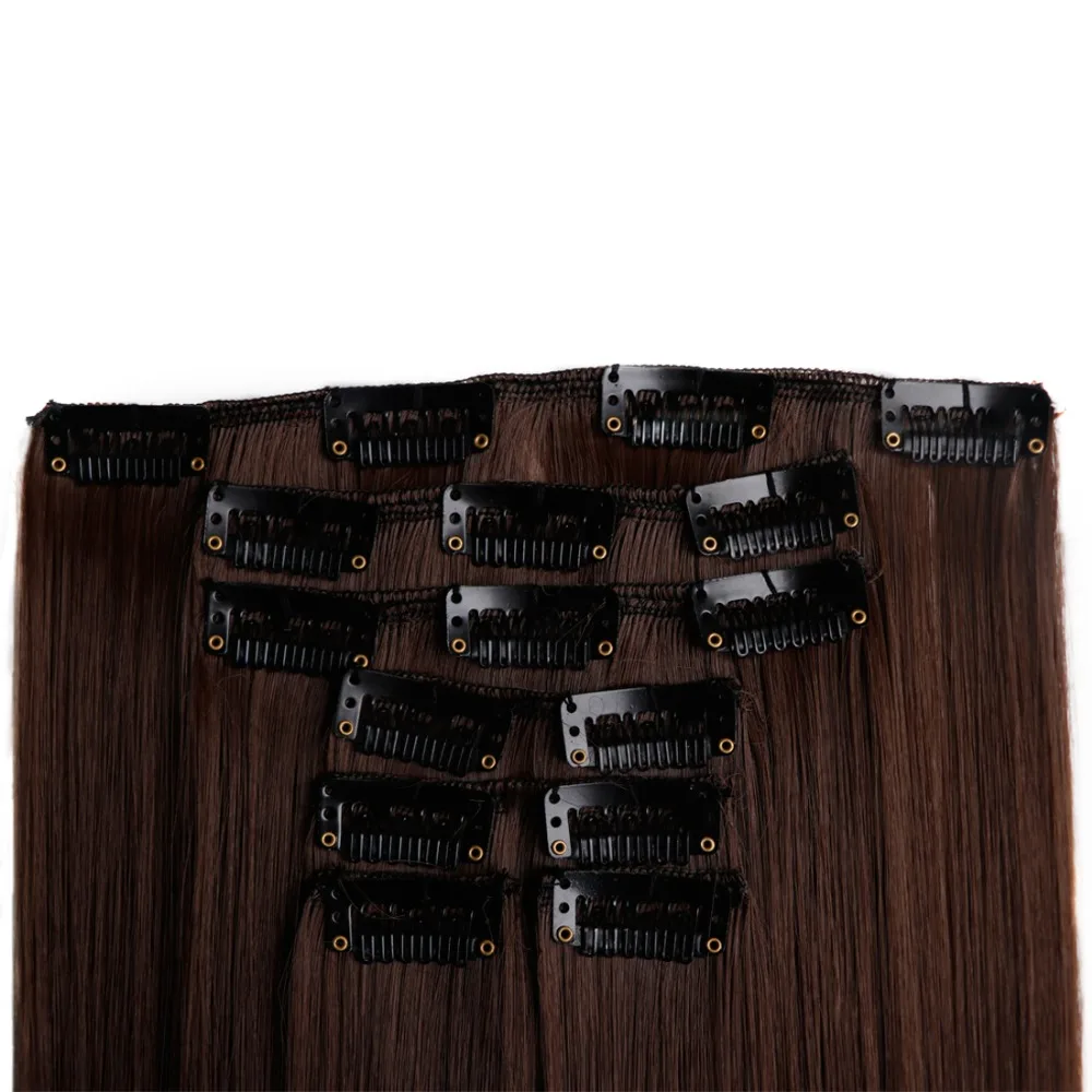 BESTUNG 24 дюйма прямые синтетические волосы на заколках для наращивания 7 отдельных частей для нескольких стилей