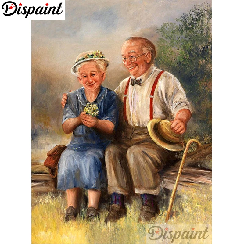 

Dispaint Full Square/Round Drill 5D DIY Diamond Painting "Old couple" Embroidery Cross Stitch 3D Home Decor A10445