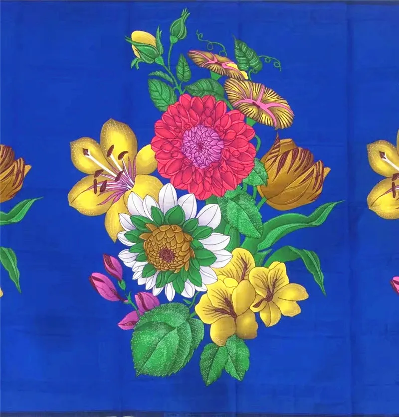 Африканский Цветочный воск Анкара ткани последние tissu воск цветочный узор Африканский воск печати ткани в синем цвете