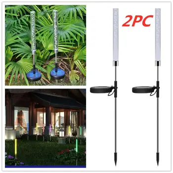 

2Pcs LED Solar Lights Acrylic Bubble Tube Lights RGB Color Changing Stake Lawn Pin Lamp for Patio Backyard Lawn Yard Decor