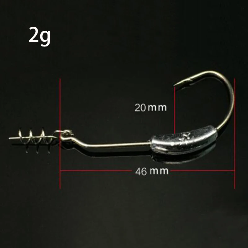 OUTKIT 5pcs/lot Barbed Lead Hook 2g/2.5g/3g/5.25g/7g Offset Fishing Hook Fish Hooks Fit for Texas Rigs Fishing Tackle