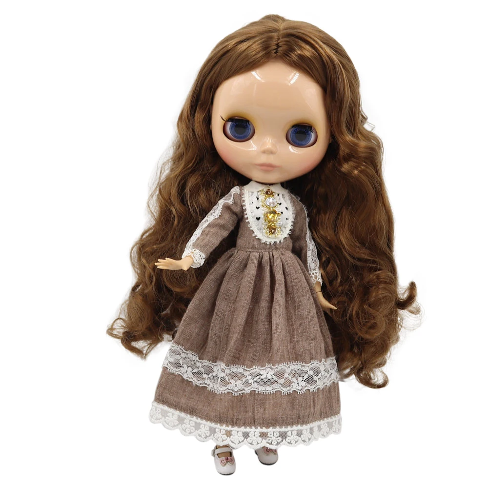 Ледяной DBS Blyth кукольные 1/6 bjd загорелая кожа шарнирное тело темно каштановые